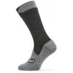#2 - Sealskinz Waterproof All Weather Mid Length Sock - Black/Grey Marl - Str. L - Strømper