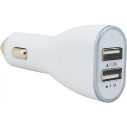 12V USB Charger 2.1A+1A White