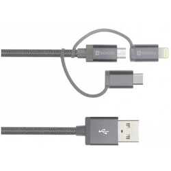 3in1 Micro/Type-C/Lightning Cable, 30cm - Ledning