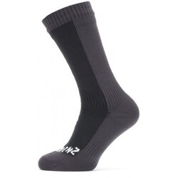 Sealskinz Waterproof Cold Weather Mid Length Sock - Black/Grey - Str. M - Sokker