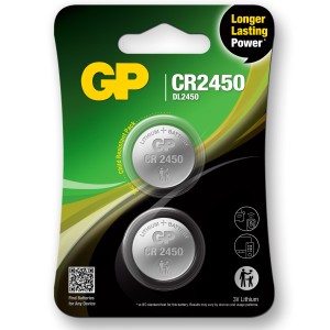GP Lithium 3V CR2450 Knapcelle Batteri - 2 stk. thumbnail