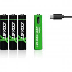 COAST 1,5V AAA USB-C Genopladelige Batterier (Inkl. Ladekabel) - 4 stk. - Batteri