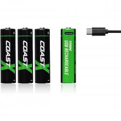 COAST 1,5V AA USB-C Genopladelige Batterier (Inkl. Ladekabel) - 4 stk. - Batteri
