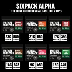 Tactical Foodpack Six Pack Alpha - Rationer Vægt: 595g - Energi: 3165kcal. - Mad
