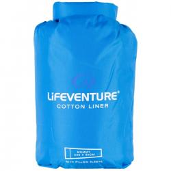 Lifeventure Cotton Sleeping Bag Liner, Mummy (blue) - Sovepose