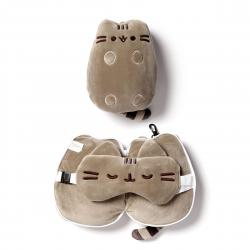 Relaxeazzz Pusheen Cat Shaped Travel Pillow & Eye Mask - Nakkepude