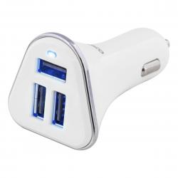 Deltaco Car Charger, 5.2 A, 3x Usb-a, 12-24 V Dc Input, White/silver - Billader