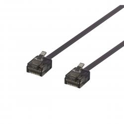 Deltaco U/utp Cat6a Patch Cable, Flat, 0.3m, 1mm Thick, Black - Ledning
