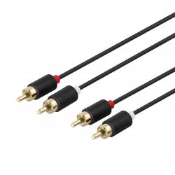 Deltaco Audio Cable, 2xrca, Gold-plated Connectors, 3m, Black - Ledning