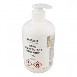 Deltaco Hand Disinfectant With Pump, Aloe Vera, 70%, 500 Ml, White - Hygiejne
