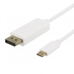 Deltaco Usb-c - Displayport Cable, 4k Uhd, Gold Plated, 1m, White - Ledning