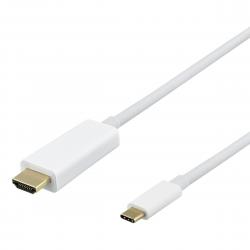 Deltaco Usb-c - Hdmi Cable, 4k Uhd, Gold Plated, 1m, White - Ledning