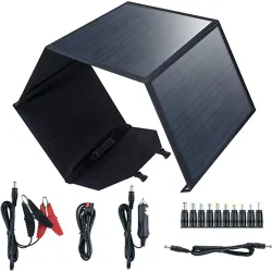 Lakuda Solcellepanel 80W m/ 2 USB udgange + 18V DC - Solcelleoplader