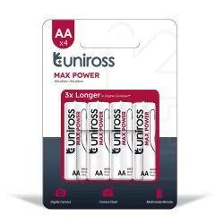 Uniross Max Power Alkaline AA 1,5V - 4 stk. - Batteri Uniross Max Power Alkaline AA 1,5V - 4 stk. - Batteri